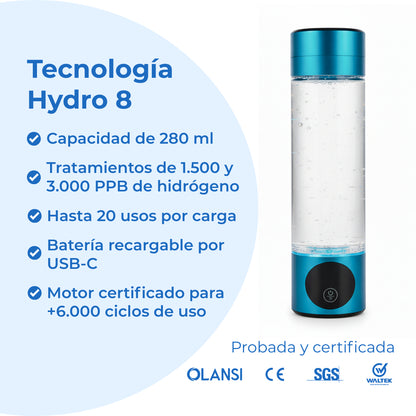 Hydro 8 | Botella Portátil que Hidrogeniza el Agua (PREVENTA)